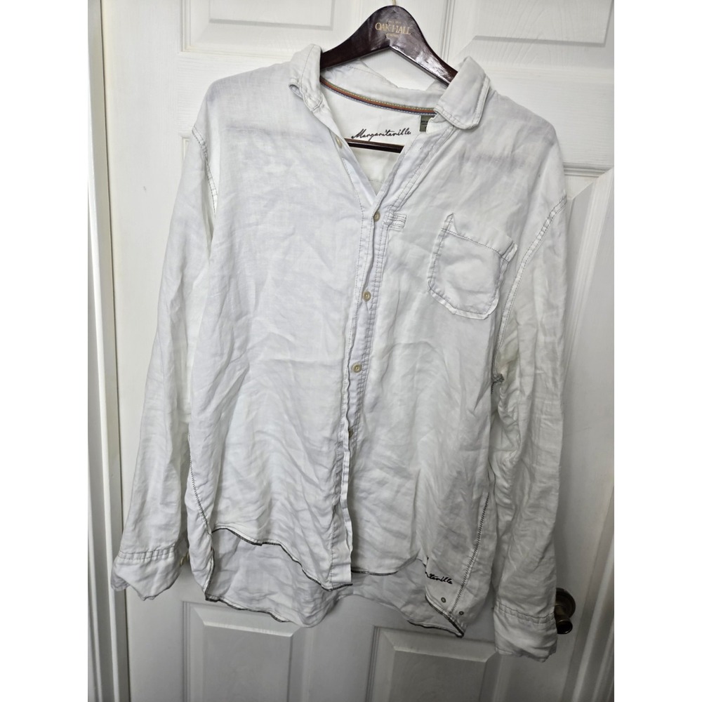 Margaritville Linen Shirt Summer Lite Beach Size XL White Washed In The Ocean